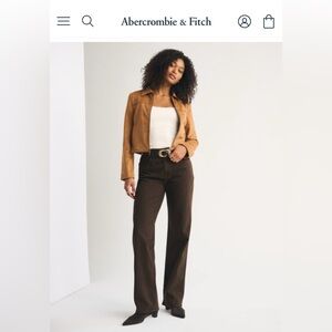 Abercrombie & Fitch Curve Love High Rise 90s Relaxed Jean in Chocolate Brown